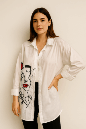Camisa Blanca Pintada a Mano